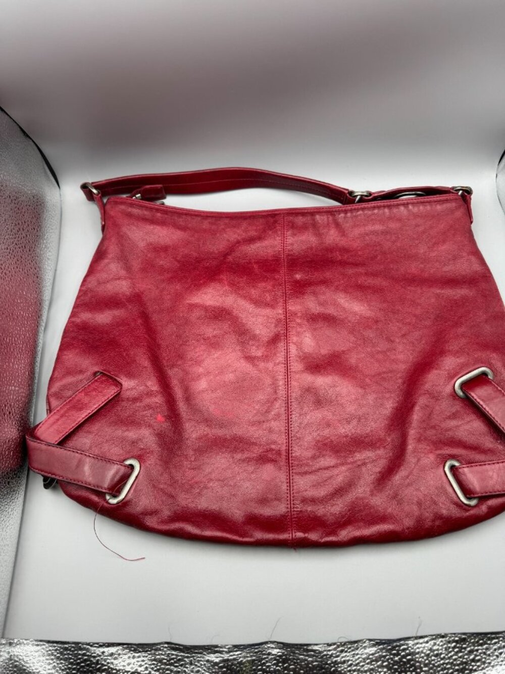 HOBO International Red Leather Tote Bag With Straps Women Large Carry - Picture 9 of 16